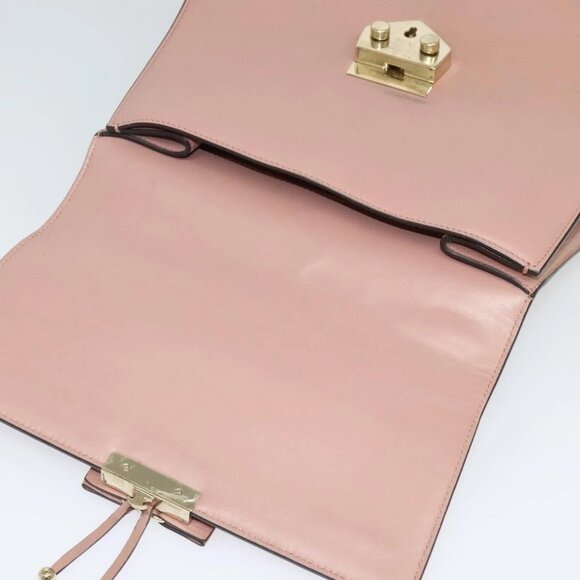 Salvatore Ferragamo Vala Hand Bag Leather 2way Pink Gold Auth - Picture 10 of 15